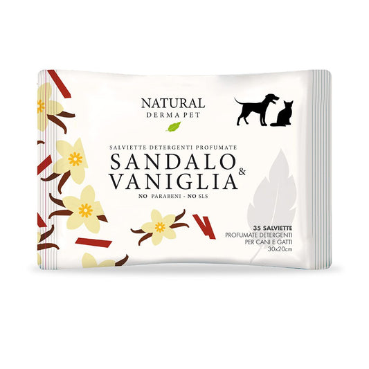 Natural Derma Pet Sandalwood, Vanilla Υγρά Μαντηλάκια Σκύλου, Γάτας 35τμχ