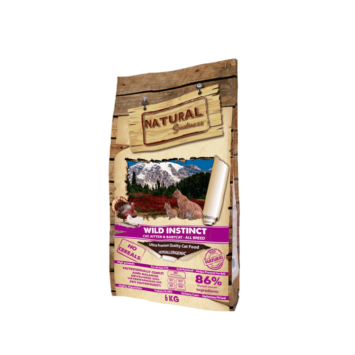 Natural Greatness Wild Instict Grain Free Ξηρά Τροφή για Γάτες, Γατάκια με Κοτόπουλο, Γαλοπούλα 2kg