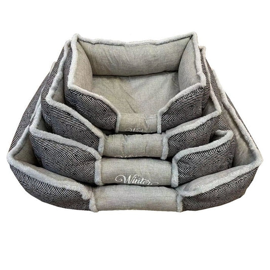 Pet Camelot Κρεβάτι Σκύλου Winter Γκρι, Μαύρο 2 όψεων Small 54χ40εκ.