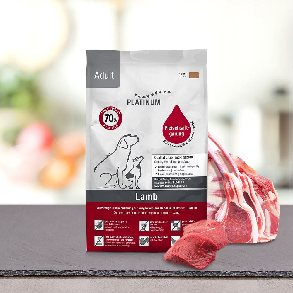 PLATINUM ADULT Αρνί & Ρύζι Μαγειρευτή (FSG) Ξηρά Τροφή Σκύλου 1.5kg