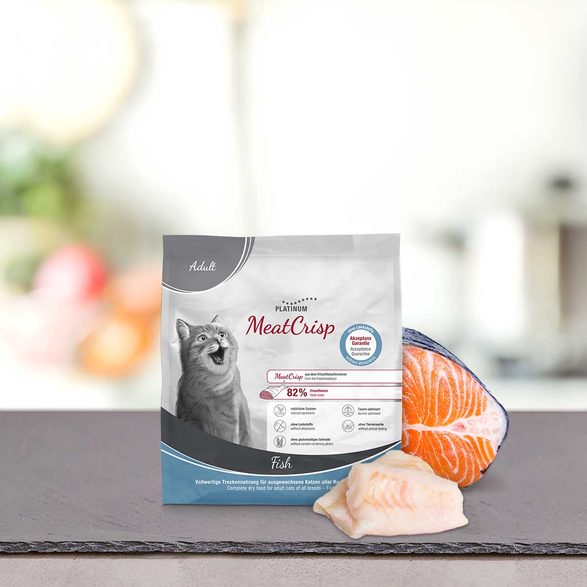 PLATINUM Meatcrisp Adult Fish Αποξηραμένη Ξηρά Τροφή για Ενήλικες Γάτες με 82% Φρέσκο Ψάρι 400gr