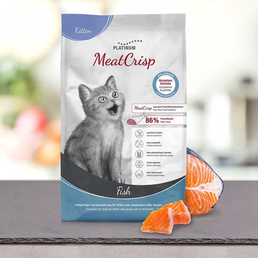 PLATINUM Meatcrisp Kitten Fish Αποξηραμένη Ξηρά Τροφή για Γατάκια με 86% Φρέσκο Ψάρι 4x3kg