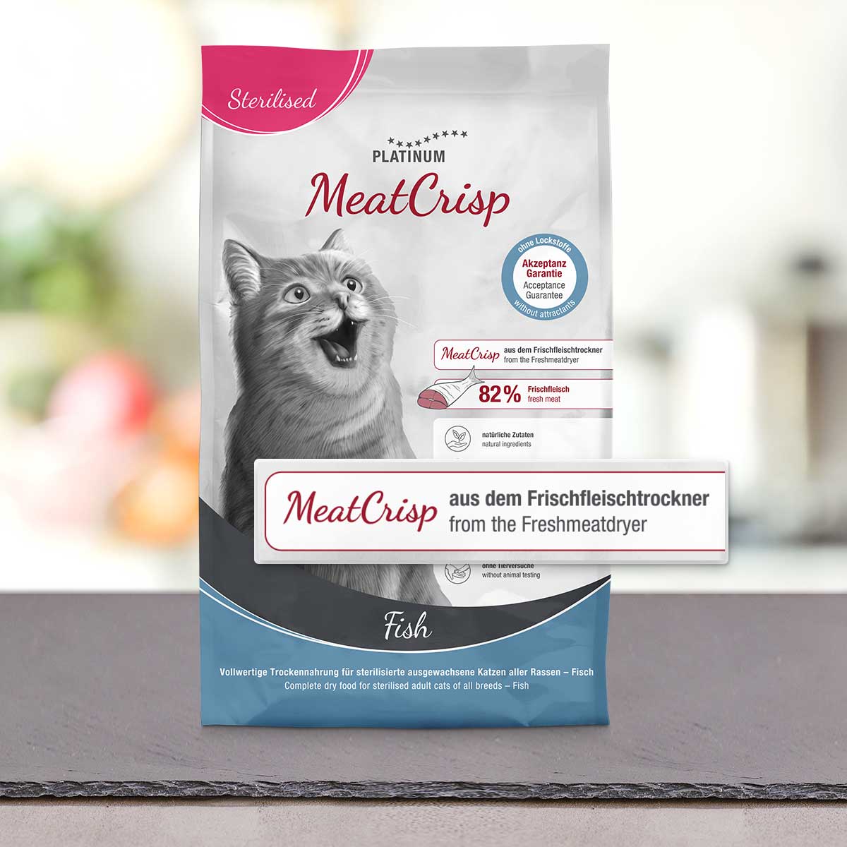 PLATINUM Meatcrisp Sterilised Fish Αποξηραμένη Ξηρά Τροφή για Στειρωμένες Γάτες με 83% Φρέσκο Ψάρι 4x3kg