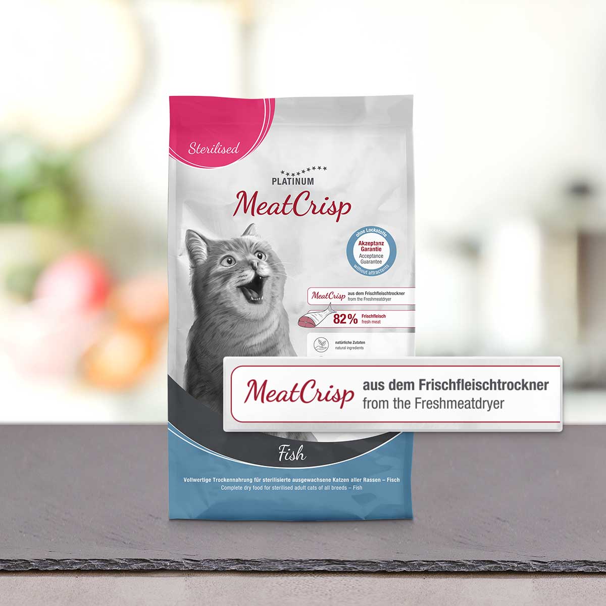 PLATINUM Meatcrisp Sterilised Fish Αποξηραμένη Ξηρά Τροφή για Στειρωμένες Γάτες με 83% Φρέσκο Ψάρι 1.5kg