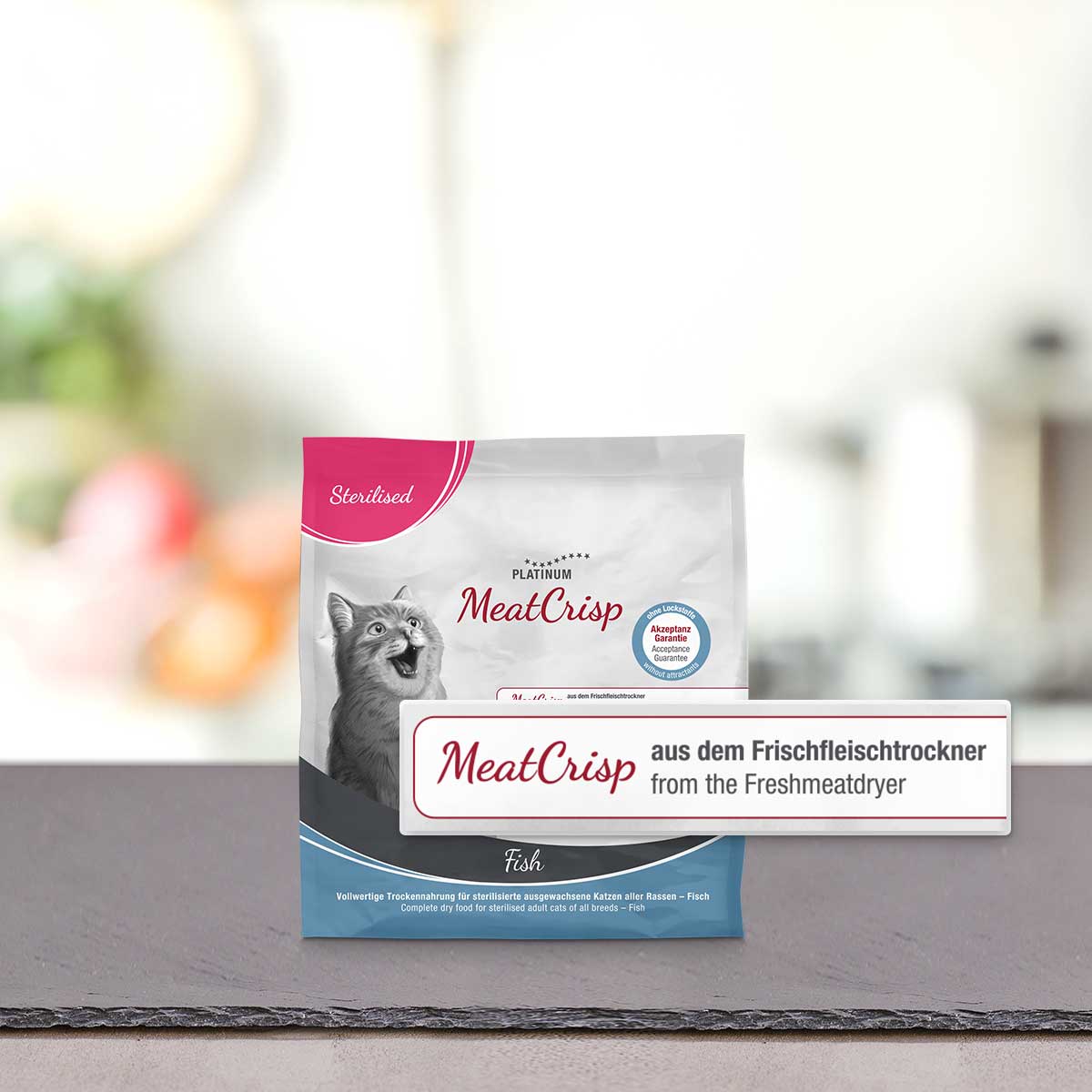 PLATINUM Meatcrisp Sterilised Fish Αποξηραμένη Ξηρά Τροφή για Στειρωμένες Γάτες με 83% Φρέσκο Ψάρι 400gr