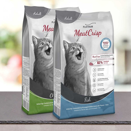 PLATINUM Meatcrisp Adult Συνδυασμός Αποξηραμένων Ξηρών Τροφών για Ενήλικες Γάτες με Φρέσκο Κοτόπουλο & Ψάρι - 400gr