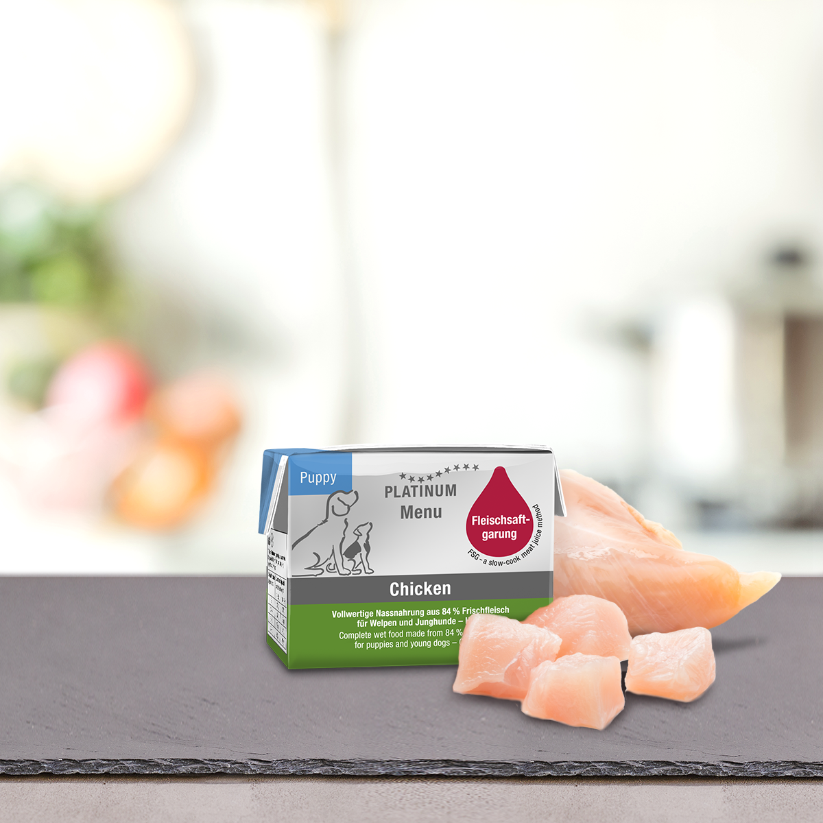 PLATINUM MENU Μαγειρευτή (FSG) Υγρή Τροφή για Κουτάβια, Κοτόπουλο 90gr