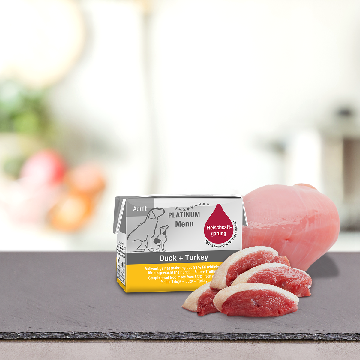 Platinum Menu Μαγειρευτή (Fsg) Υγρή Τροφή Σκύλου Πάπια, Γαλοπούλα 12x90gr