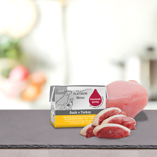 Platinum Menu Μαγειρευτή (Fsg) Υγρή Τροφή Σκύλου Πάπια, Γαλοπούλα 12x90gr