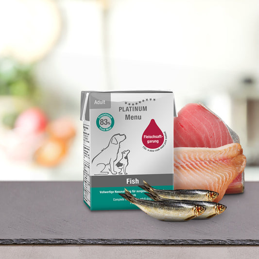 PLATINUM MENU Μαγειρευτή (FSG) Υγρή Τροφή Σκύλου, Ψάρι 12x185gr