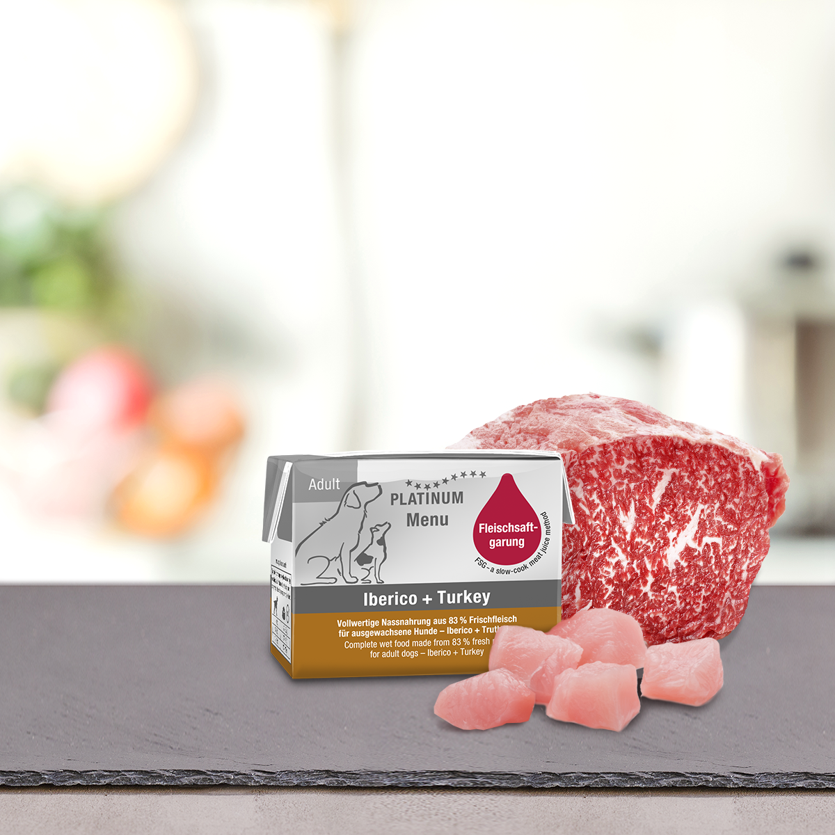 PLATINUM MENU Μαγειρευτή (FSG) Υγρή Τροφή Σκύλου, Ιβηρικό Χοιρινό & Γαλοπούλα 90gr