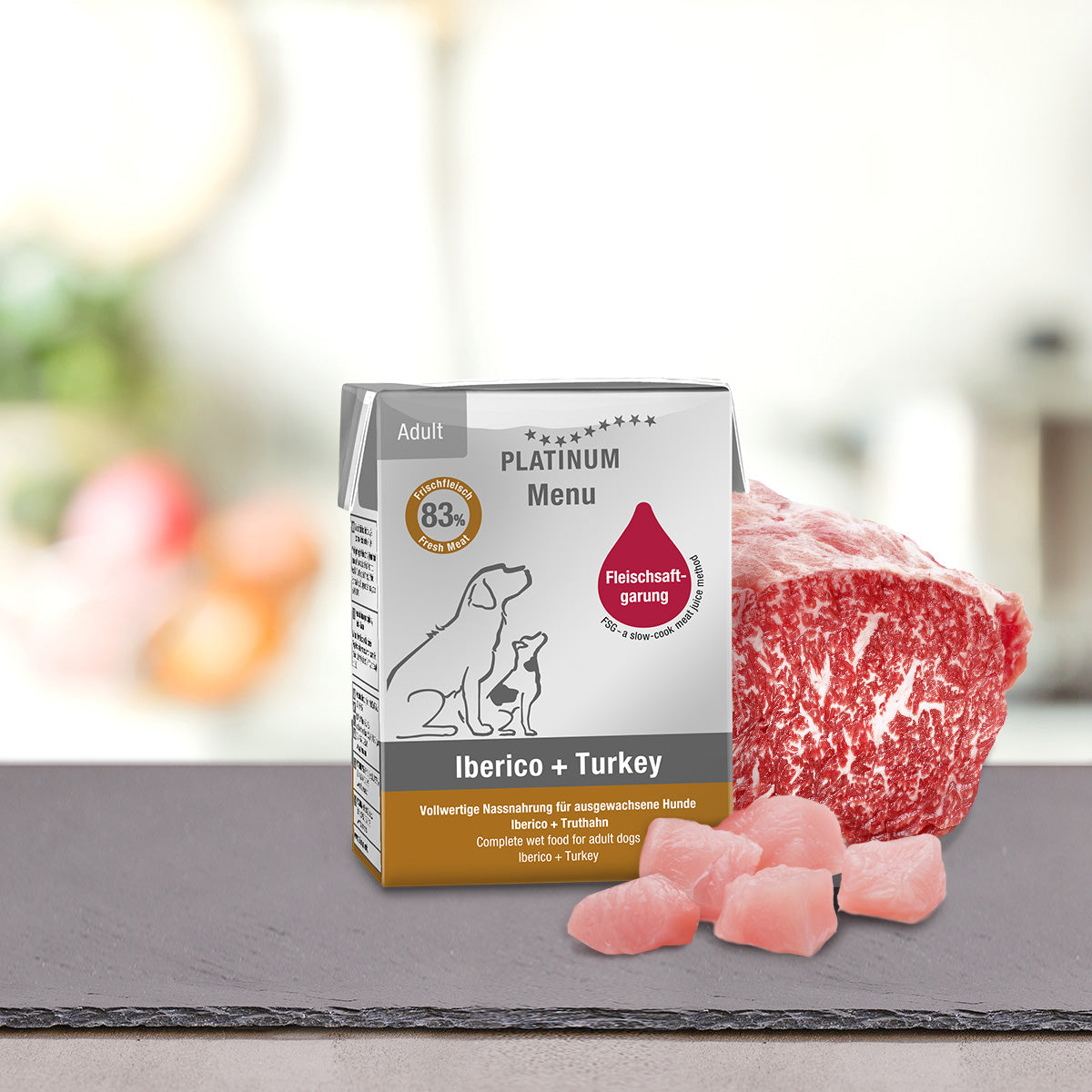 PLATINUM MENU Μαγειρευτή (FSG) Υγρή Τροφή Σκύλου, Ιβηρικό Χοιρινό & Γαλοπούλα 185gr