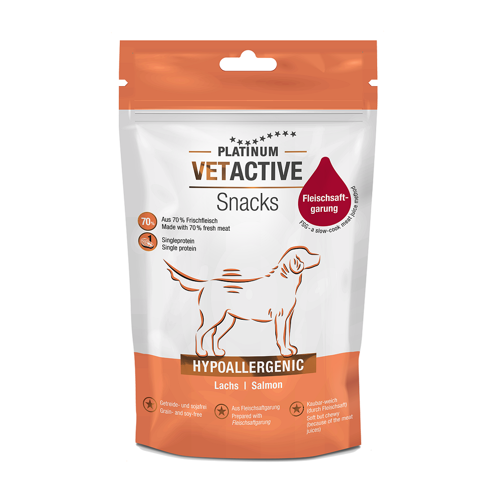 PLATINUM Vetactive Μαγειρευτές Υποαλλεργικές Λιχουδιές Σκύλου με Φρέσκο Σολομό - 3 x 200gr