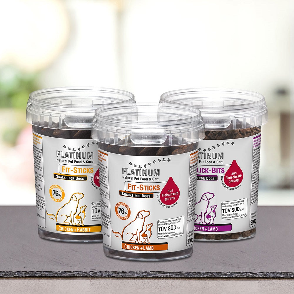 Platinum Συνδυασμός Λιχουδιών Σκύλου Sticks, Bits με Κοτόπουλο, Αρνί, Κουνέλι - 12 x 300gr