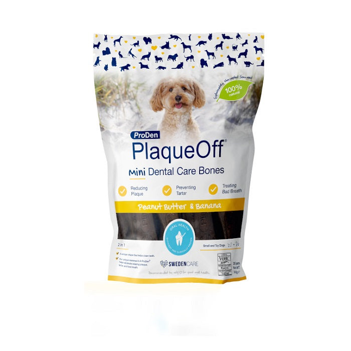 Proden Plaqueoff Mini Dental Bones Banana για Εξάλειψη Κακοσμίας, Οδοντικής Πέτρας, Πλάκας Σκύλου 340γρ