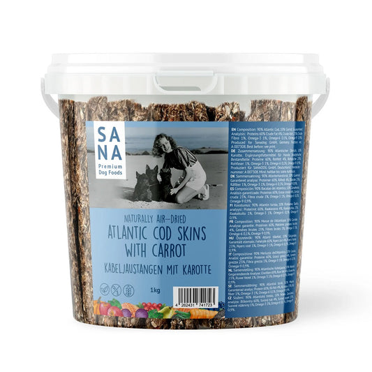 Sanadog Cod Skins Αποξηραμένες Λιχουδιές Μασήματος Σκύλου από Δέρμα Μπακαλιάρου, Καρότο 13εκ (10 ΤΜΧ)