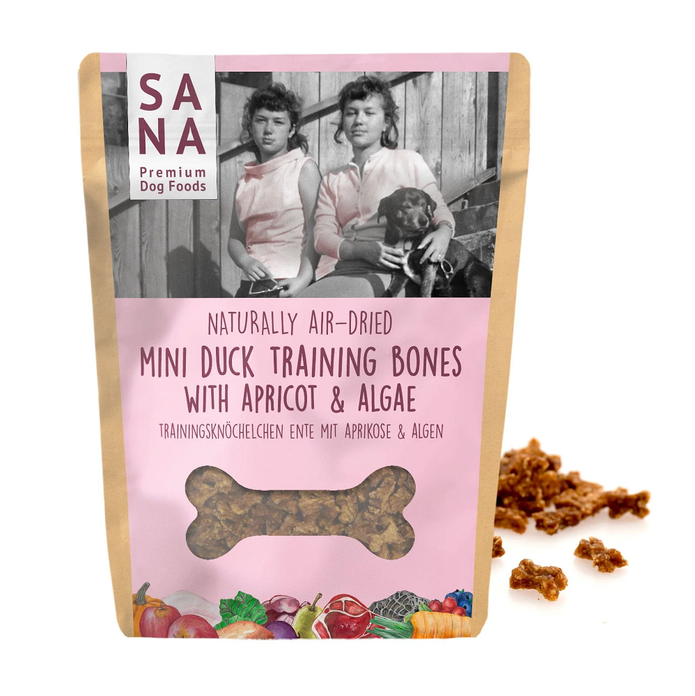 Sanadog Mini Duck Training Bones Αποξηραμένες Φυσικές Λιχουδιές με Πάπια, Βερίκοκο, Φύκια 100γρ