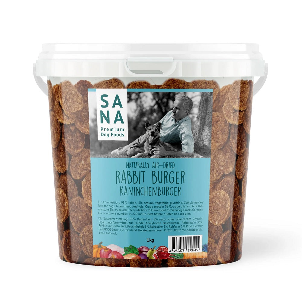 Sanadog Rabbit Burgers Αποξηραμένες Φυσικές Λιχουδιές με Κουνέλι 1kg