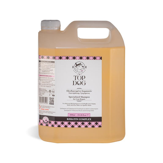 TOP DOG KERATIN COMPLEX ΣΑΜΠΟΥΑΝ ΕΝΙΣΧΥΣΗΣ ΤΡΙΧΩΜΑΤΟΣ ΣΚΥΛΟΥ, ΓΑΤΑΣ 4L