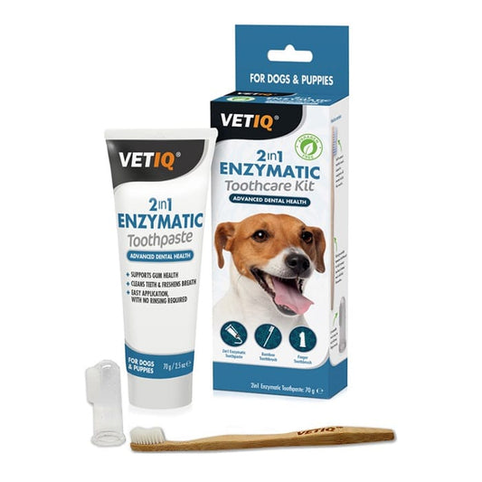 VETIQ 2in1 Denti-Care Σετ Ενζυματικής Οδοντόκρεμας και Οδοντόβουρτσας για Σκύλους 70γρ