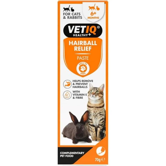 VETIQ Hairball Relief Πάστα για Διάλυση και Πρόληψη Τριχόμπαλων Γάτας, Κουνελιού 70γρ