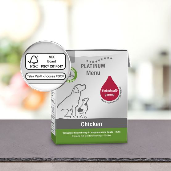 PLATINUM MENU Μαγειρευτή (FSG) Υγρή Τροφή Σκύλου, Κοτόπουλο 12x375gr