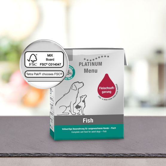 PLATINUM MENU Μαγειρευτή (FSG) Υγρή Τροφή Σκύλου, Ψάρι 375gr