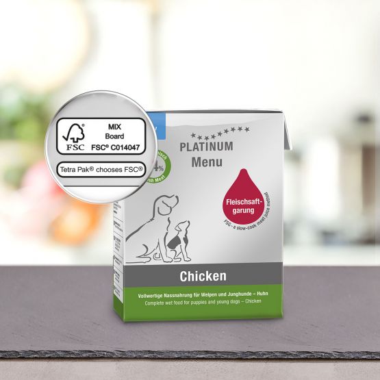 PLATINUM MENU Μαγειρευτή (FSG) Υγρή Τροφή για Κουτάβια, Κοτόπουλο 90gr