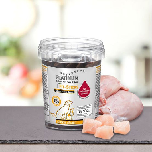 PLATINUM Fit-Sticks Μαγειρευτές Λιχουδιές Σκύλου, Κοτόπουλο & Κουνέλι - 300gr