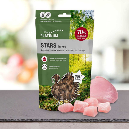 PLATINUM Stars Turkey Μαγειρευτές Λιχουδιές Σκύλου με 70% Φρέσκια Γαλοπούλα 185gr