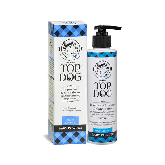 Top Dog Baby Powder Υποαλλεργικό Σαμπουάν Γάτας, Κουταβιού, Σκύλου με ευαίσθητο δέρμα 250ml