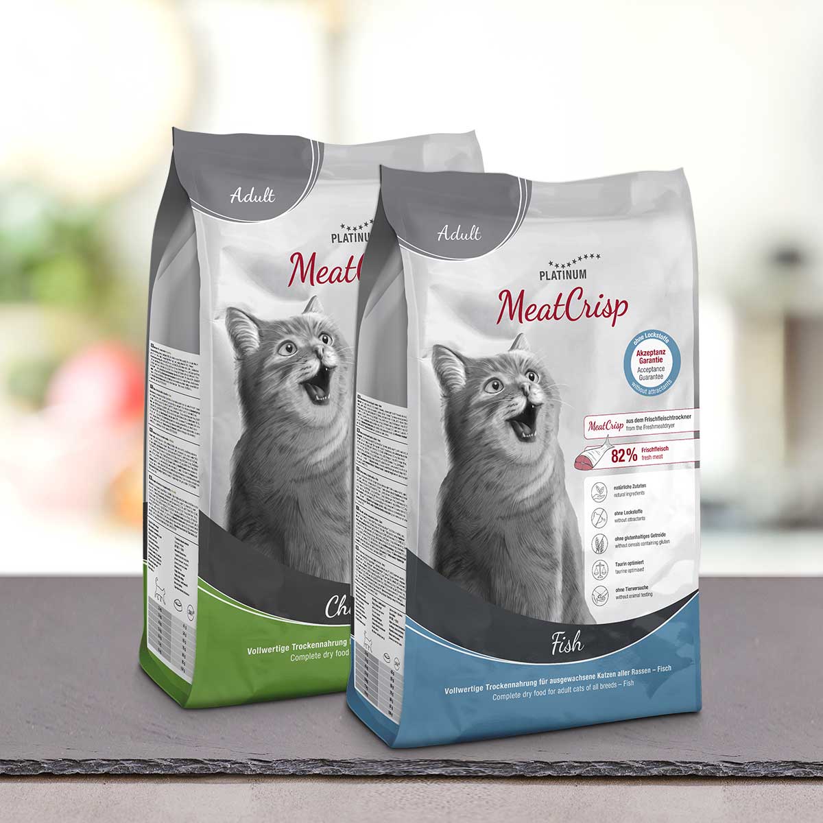 PLATINUM Meatcrisp Adult Συνδυασμός Αποξηραμένων Ξηρών Τροφών για Ενήλικες Γάτες με Φρέσκο Κοτόπουλο & Ψάρι - 1.5kg