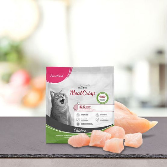 PLATINUM Meatcrisp Sterilised Chicken Αποξηραμένη Ξηρά Τροφή για Στειρωμένες Γάτες με 83% Φρέσκο Κοτόπουλο 400gr