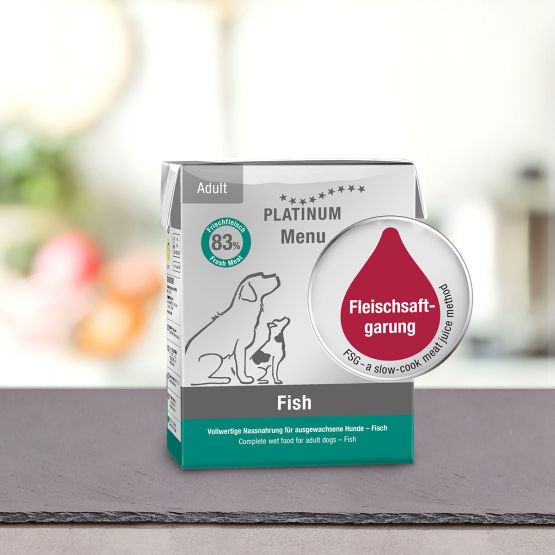 PLATINUM MENU Μαγειρευτή (FSG) Υγρή Τροφή Σκύλου, Ψάρι 375gr